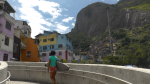 Heading back from the beach, with Rocinha in the background